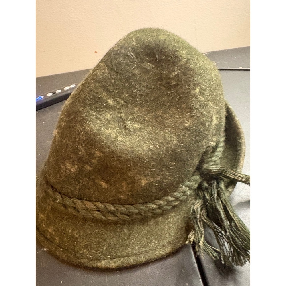 Vintage Munchen Olympic Games Tyrolean Wool Felt Hat Olive Green Alpine Tassel